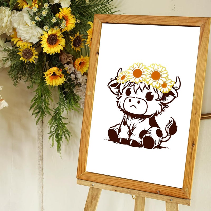 Keluna 12 Pcs Reusable Cow Farmhouse Stencils for Painting - Large Flower Cow Paint Stencils, Animal Template for Crafts on Wood Canvas Furniture - Image 2